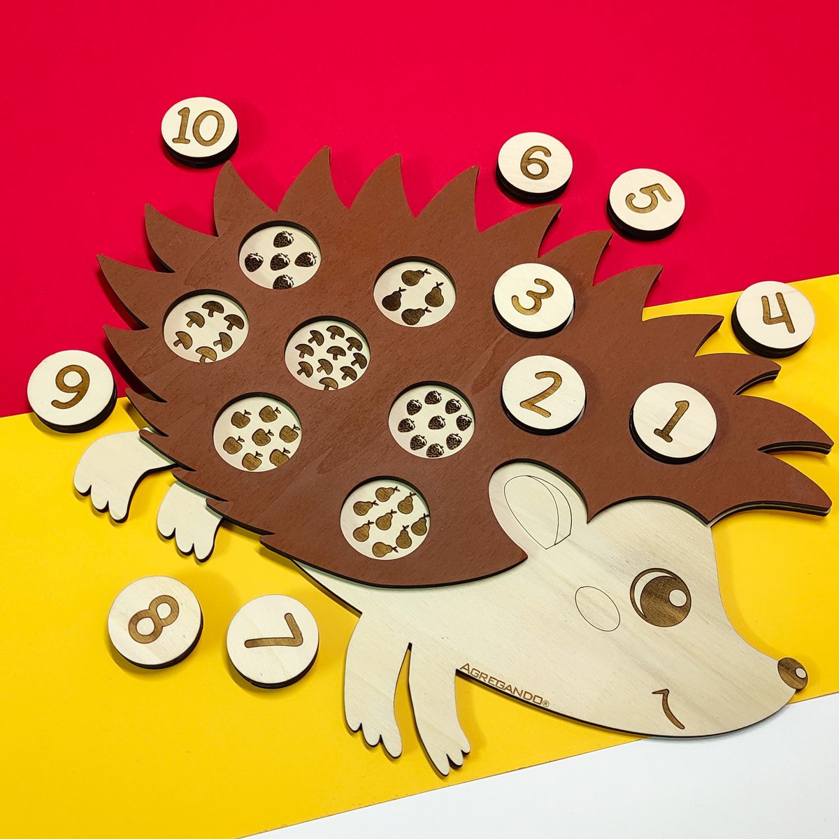 Juguete de hedgehog de rompecabezas de madera, juego de combinación de número de educación educativa
