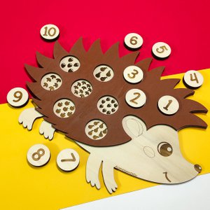 Wooden Puzzle Forest Hedgehog Toy, Educational Montessori Number Matching Game