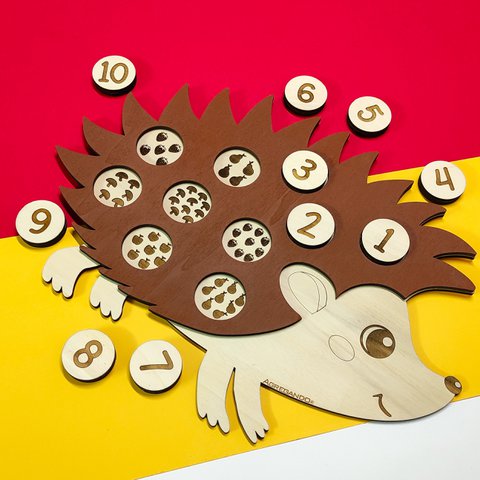 Hölzernes Puzzle Wald Hedgehog Spielzeug, Bildungsmontessori -Nummer Matching -Spiel