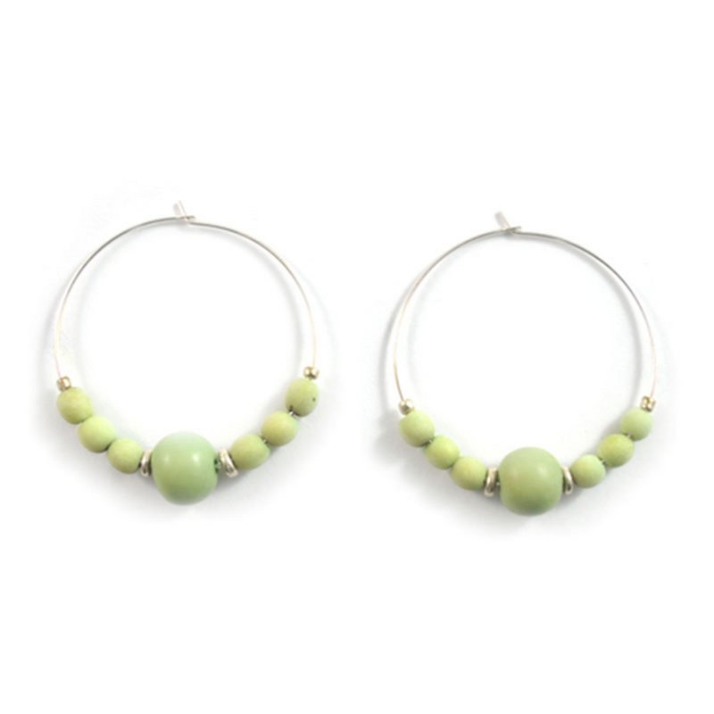 Hoop earrings with different beads green