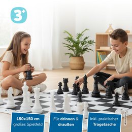 Échecs XXL, terrain de jeu env. 1,50 x 1,50 m, chiffres 13,5–26 cm