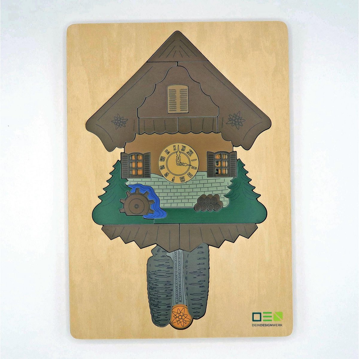 Doorkijkpuzzel: koekoeksklok uit het Zwarte Woud | Meerlaagse houten puzzel voor het hele gezin | Cadeau voor liefhebbers van het Zwarte Woud