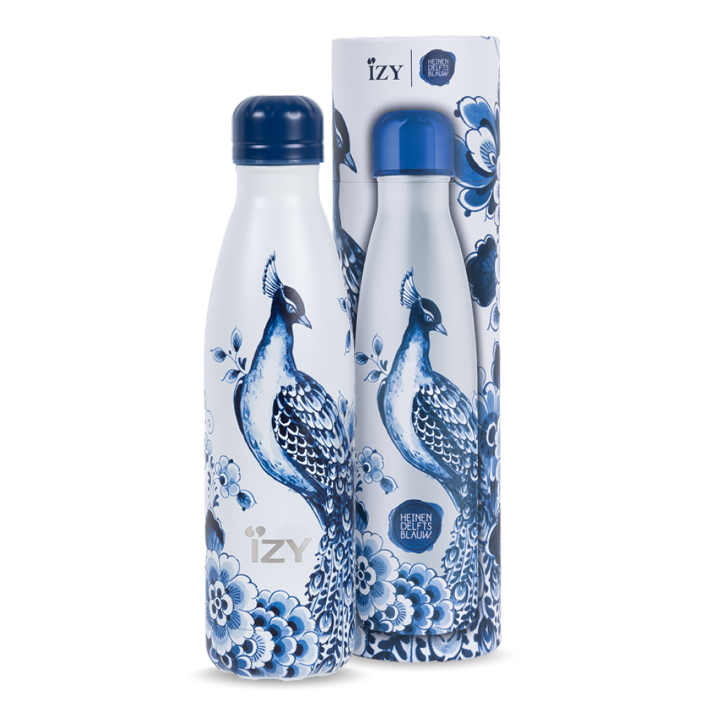 IZY Thermos Bottle Heinen Delfts Blue - Peacock - 500ML To-Go Insulated Water Bottles
