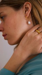 Goudfolie Band & Parel Ring