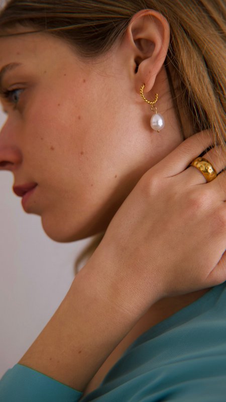 Goudfolie Band & Parel Ring