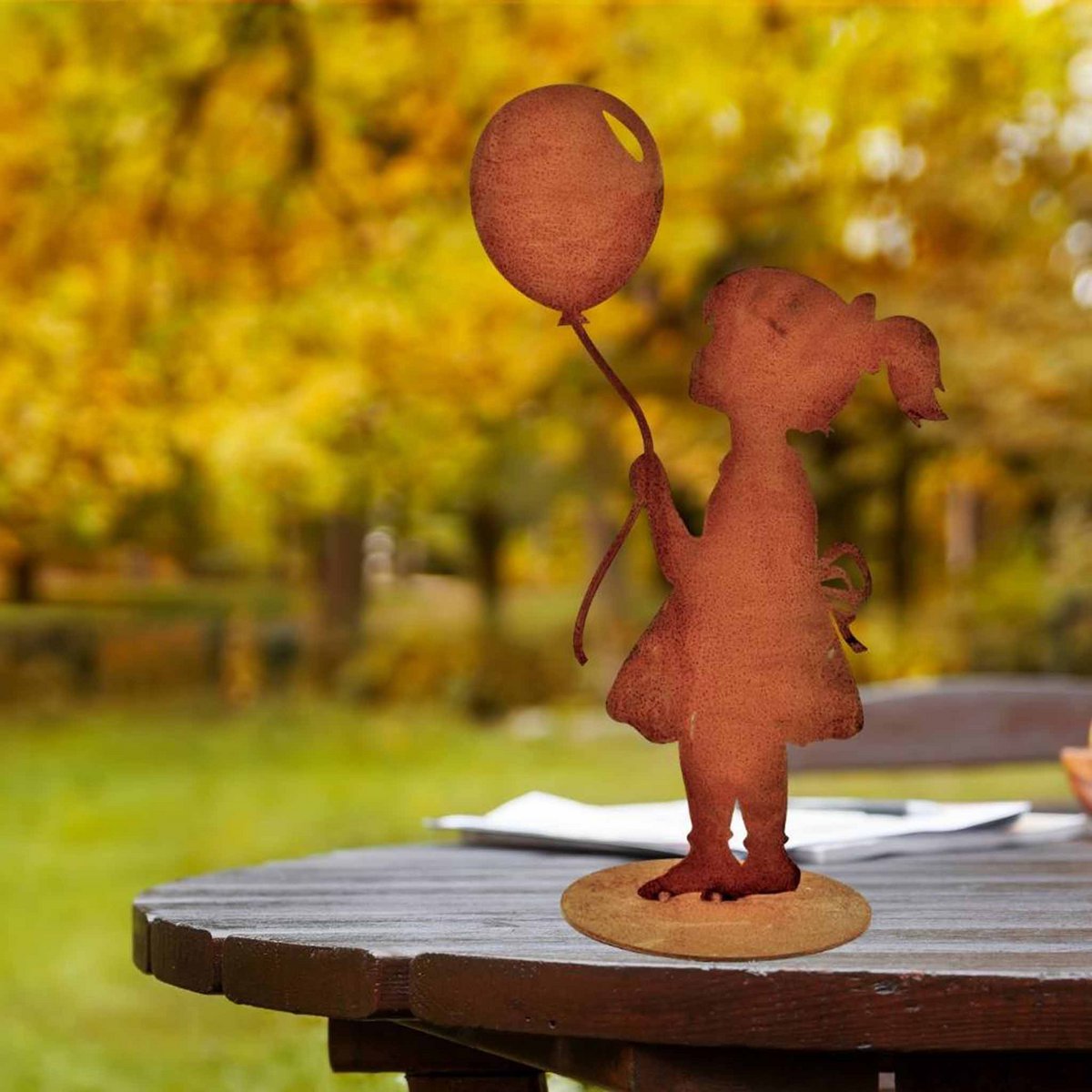 Girl with balloon | Figure made of metal rust patina | original gift idea