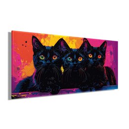Vægbillede FARVERIG KAT 33x70 cm – lærred billedbåre ramme dekoration moderne