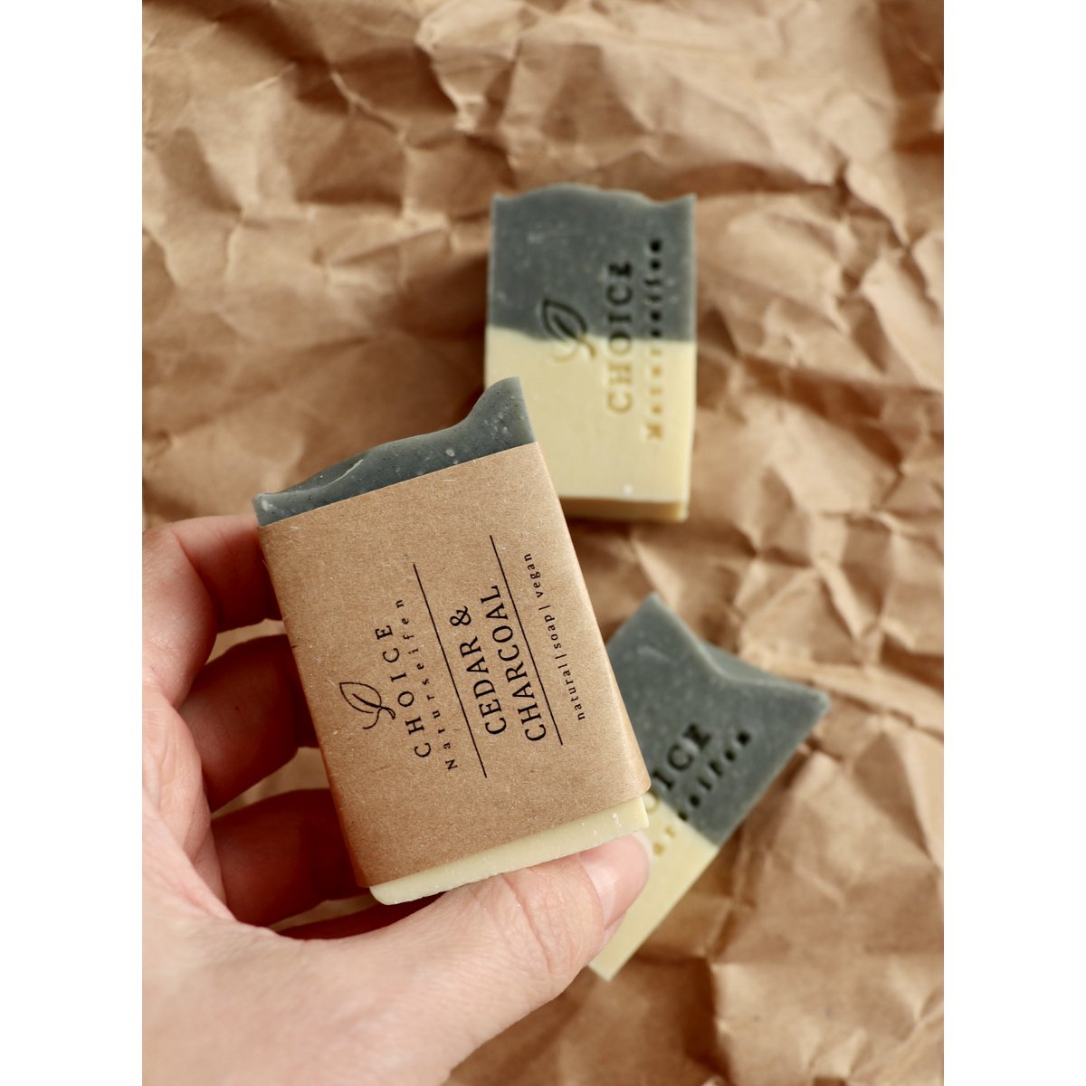 Natursæbe "Cedar & Charcoal", vegansk, palmeoliefri