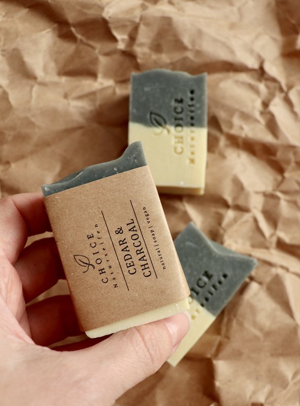 Natursæbe "Cedar & Charcoal", vegansk, palmeoliefri