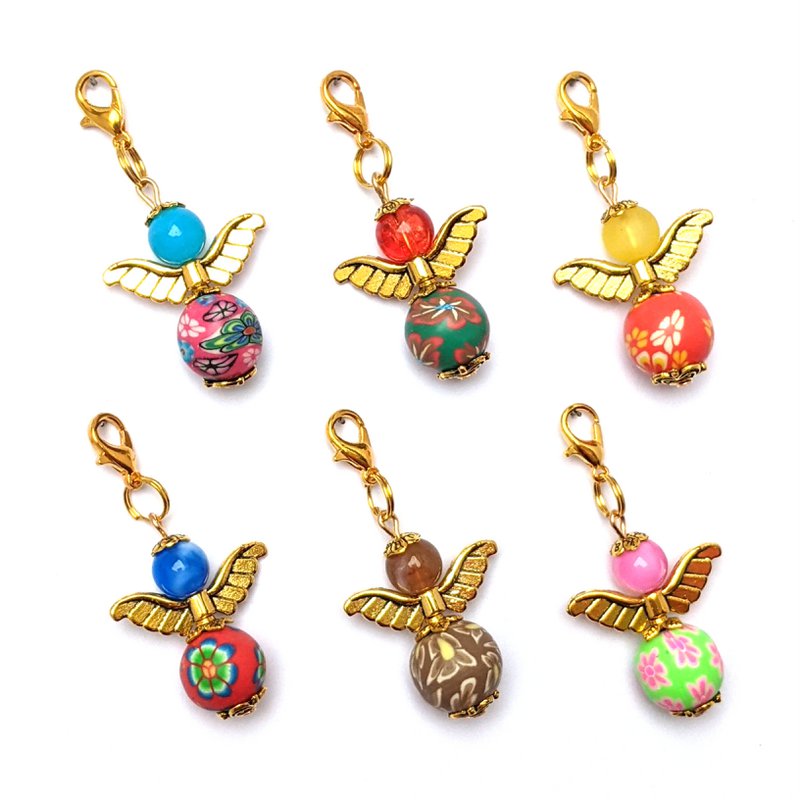 Guardian Angel "Flora" Keychain, 6-serie sæt, guldfarvet