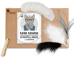 Canne à pêche en peau de mouton avec 3 pendentifs