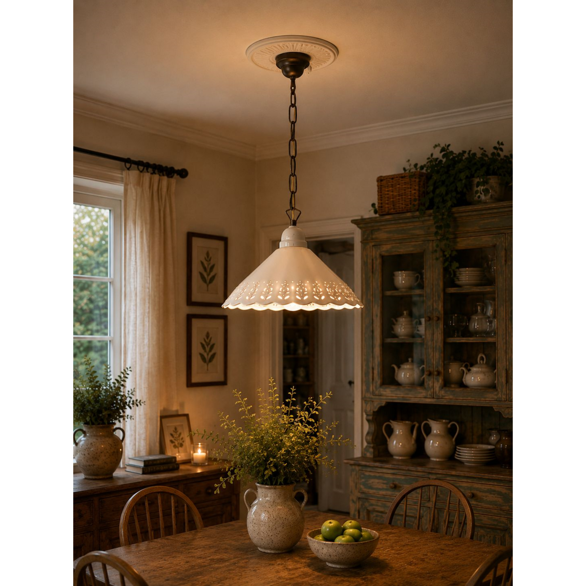 Perforated cone chandelier 40 cm with brass chain