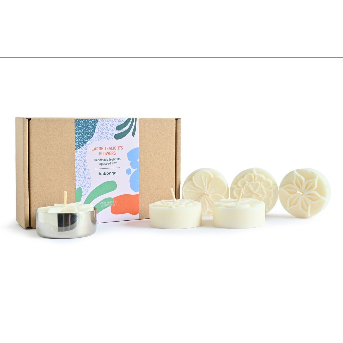 Large tealights rapeseed wax FLOWERS 