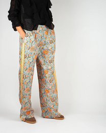 Pantaloni fluidi da donna con stampa Lolem blu