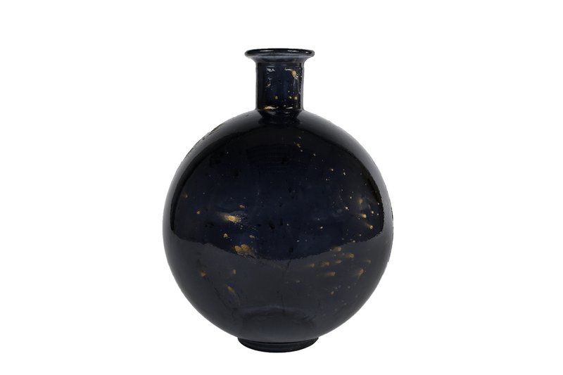 3R Vase Meguino crystal black-gold glass 20x20x25cm