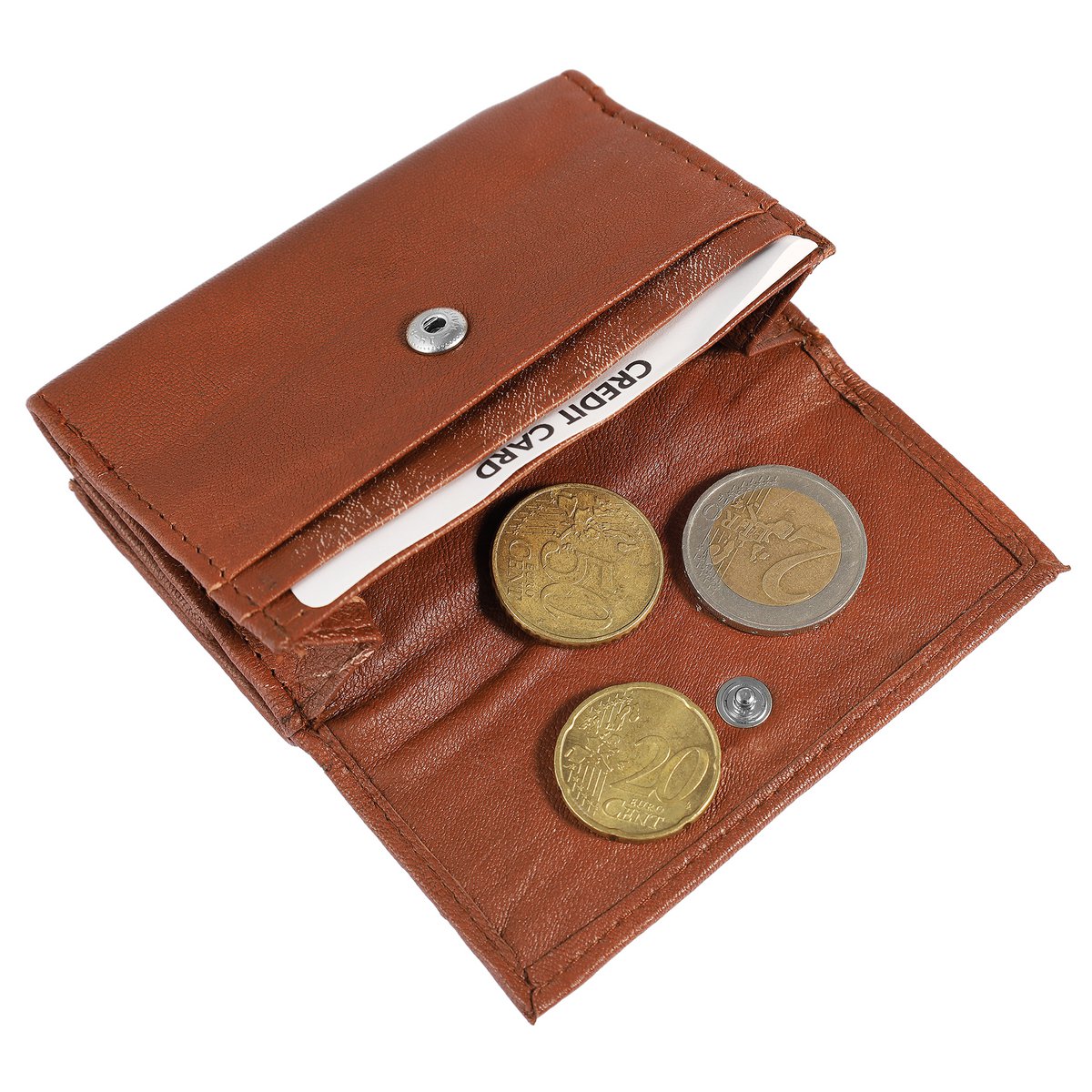 Excellanc mini portefeuille en cuir véritable en marron