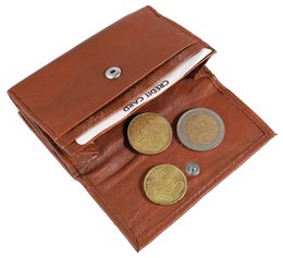 Excellanc mini portefeuille en cuir véritable en marron