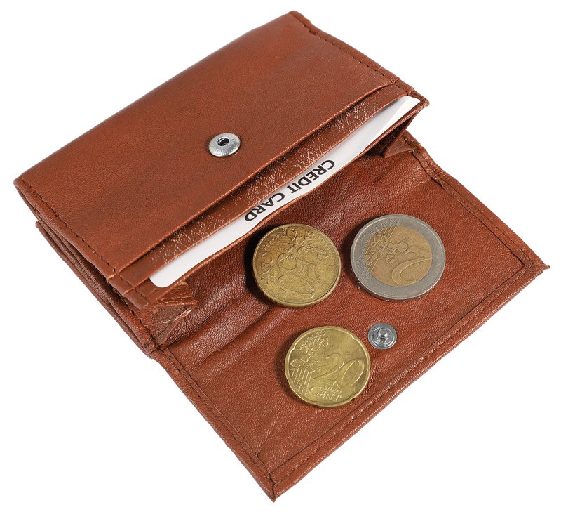 Excellanc mini portefeuille en cuir véritable en marron