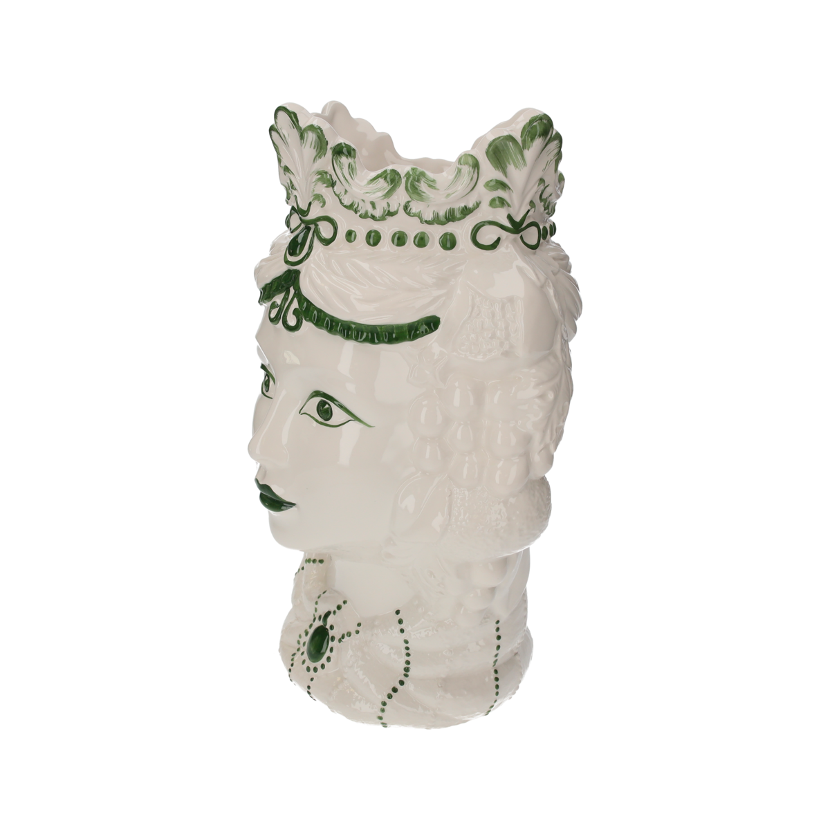 Grüne Keramikprinzessin, hergestellt in Italien, H 38 x Ø 22 cm