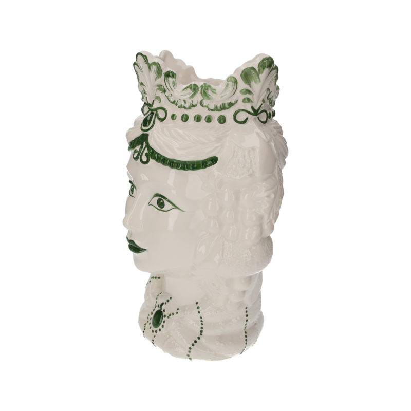 Grüne Keramikprinzessin, hergestellt in Italien, H 38 x Ø 22 cm