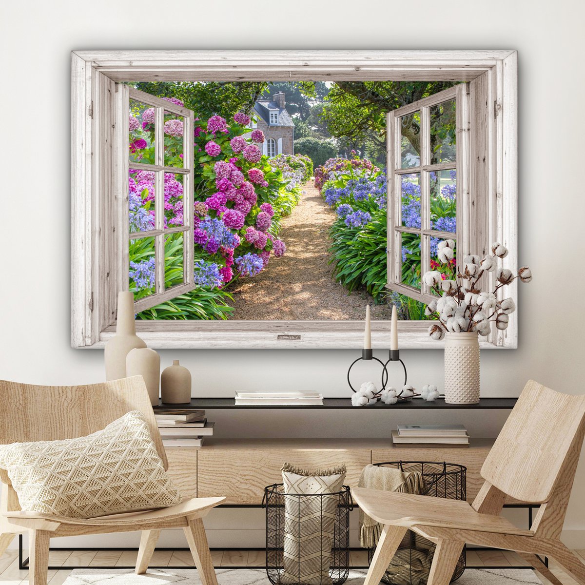 Leinwand Malerei - Wanddekoration - Hortensia - Blick - Blumen - Sommer - Lila - Pad