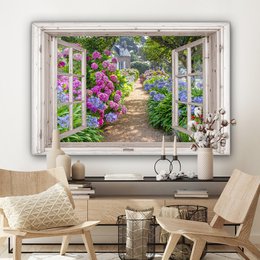 Canvas Maleri - Wall Decoration - Hortensia - View - Flowers - Summer - Purple - Pad