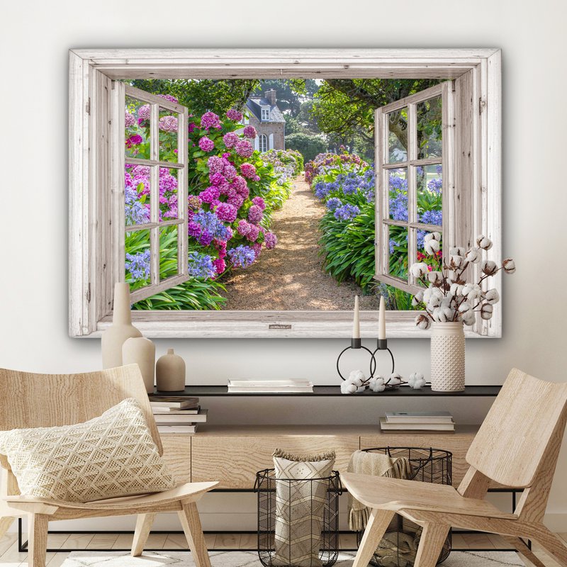 Canvas Maleri - Wall Decoration - Hortensia - View - Flowers - Summer - Purple - Pad
