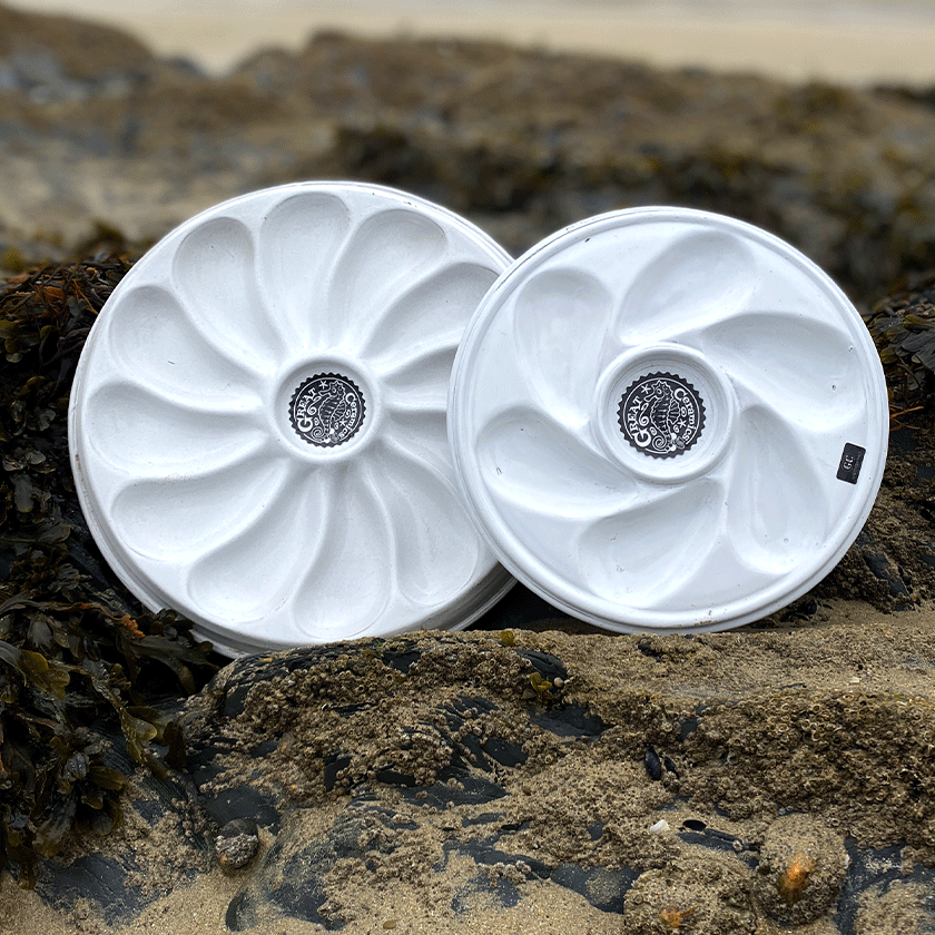 Oyster Plate | serving Tray | Ceramic | Handmade | 6 oysters
