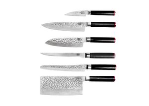 Set of knives - The Complete Set: 6 knives (paring knife + santoku + gyuto + fillet knife + bread knife + cleaver)