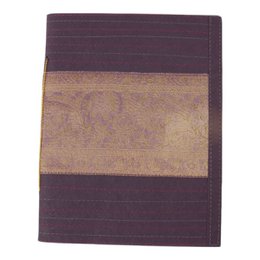  Ethnic-inspired purple clutch with textured beige panel.