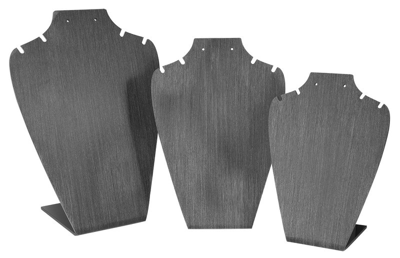 Plastic busts, set of 3, brushed black
