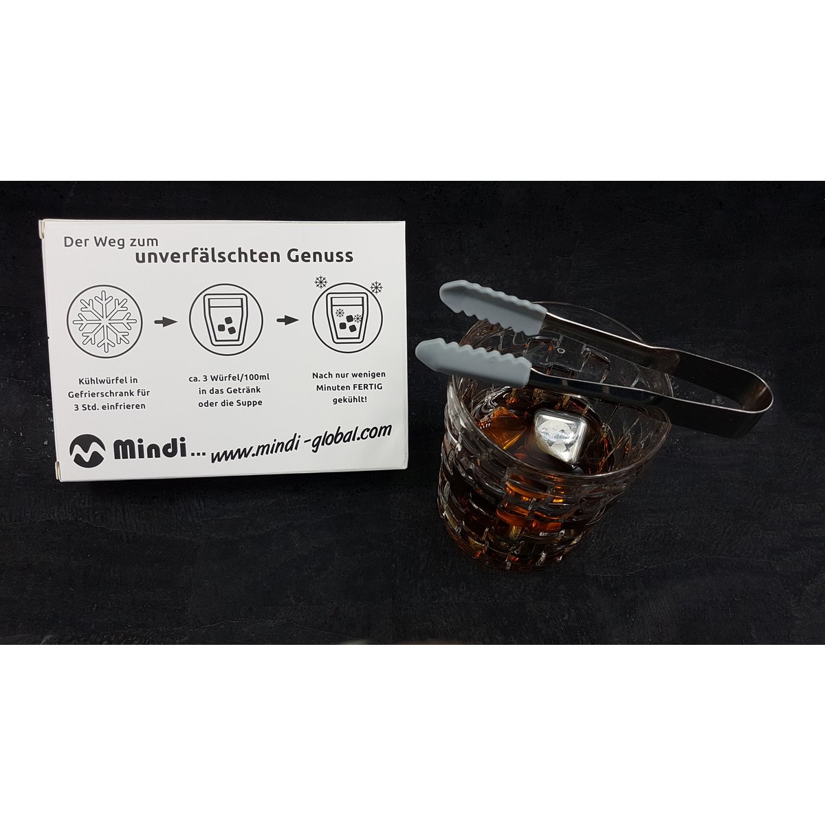 Cubetti di ghiaccio "Wim", set di 8 pinze incluse, acciaio inossidabile, lucidato a specchio
