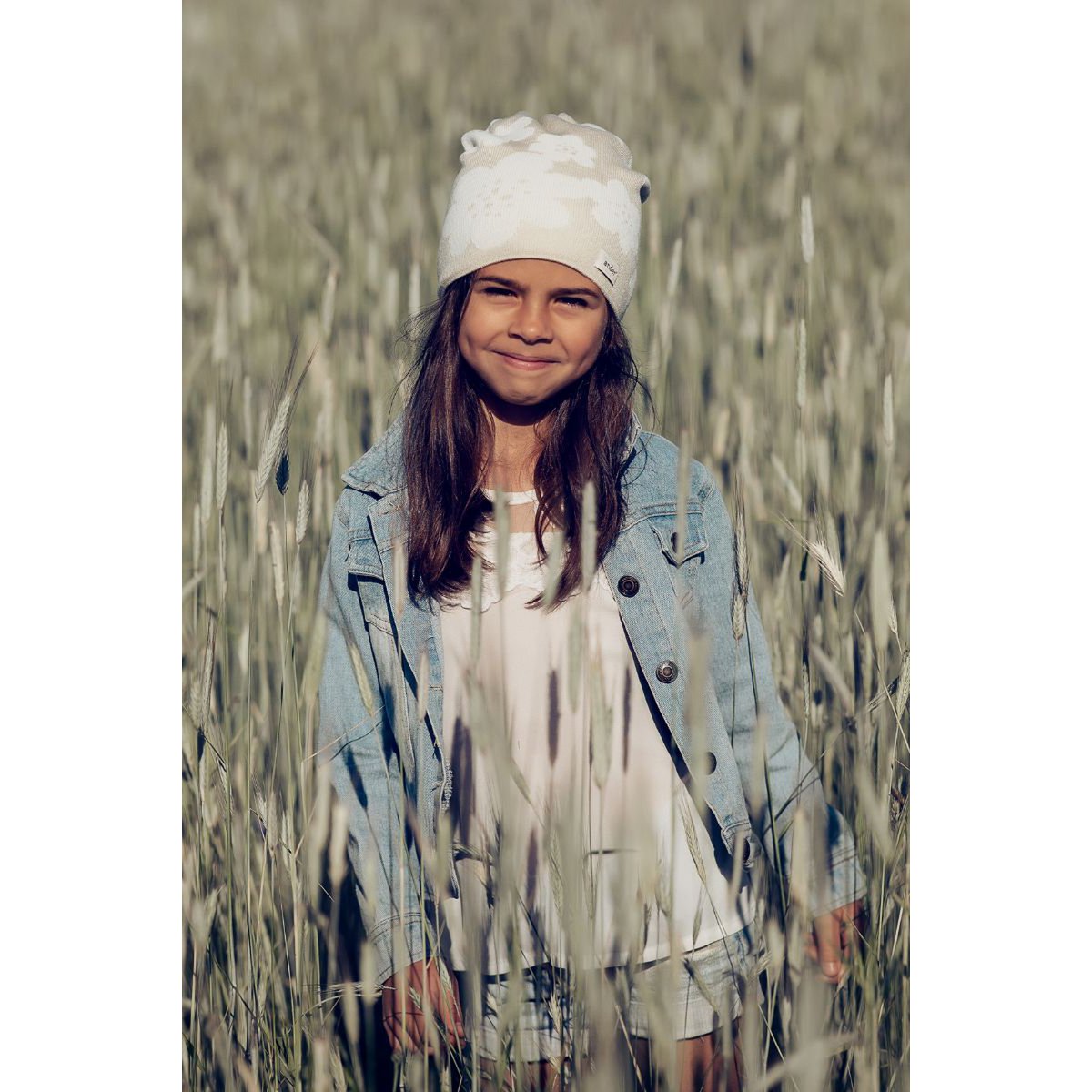 Chapeau d'été FLEUR BEIGE pour fille