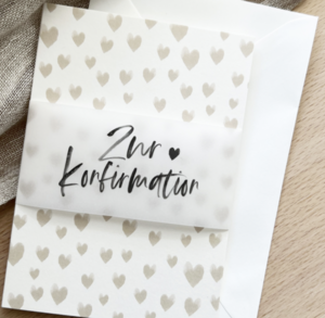 For confirmation - folding card with envelope and banderole