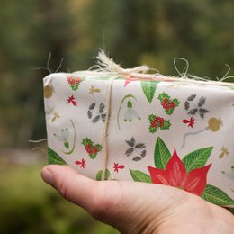 indpakningspapir vintage juleblomst rød
