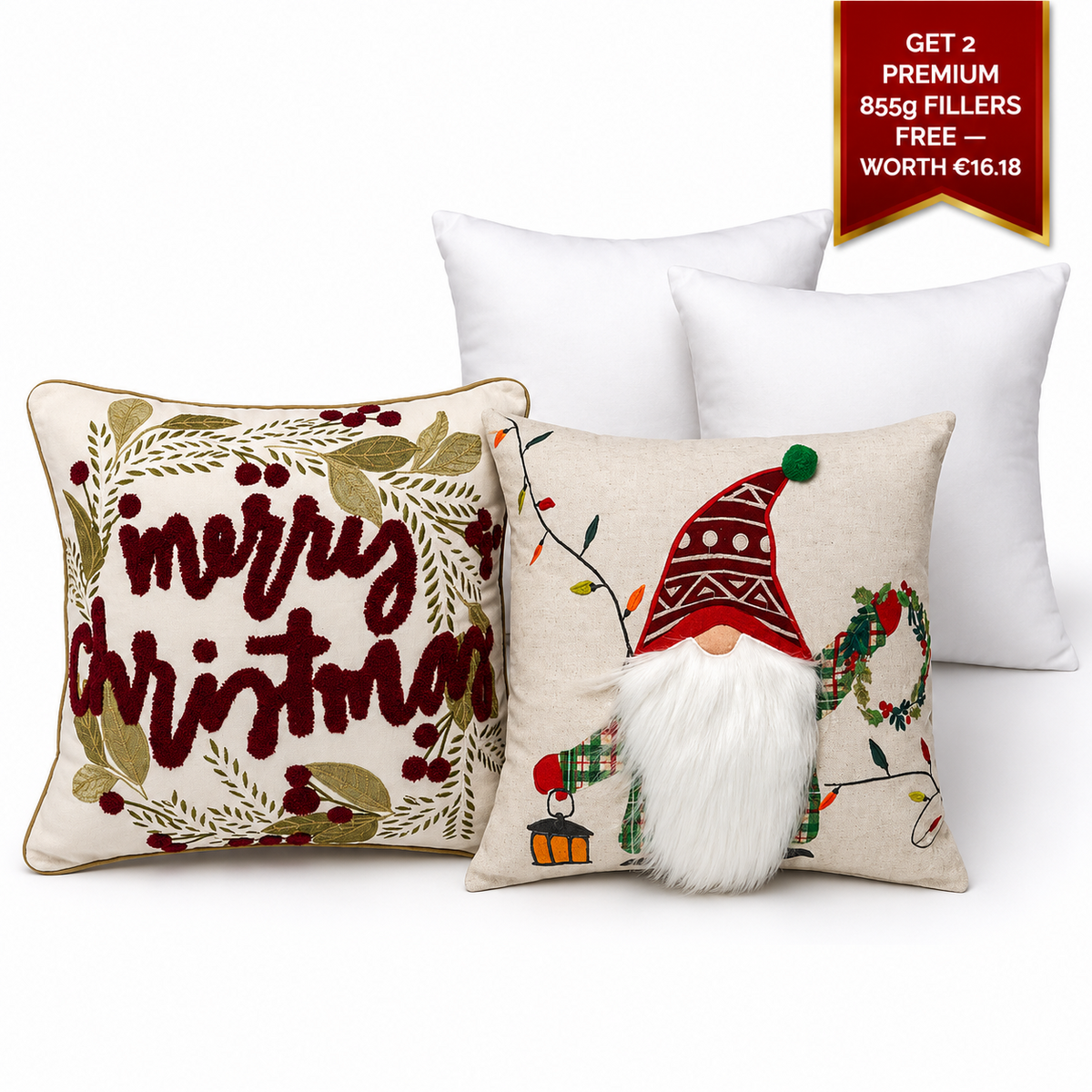 Kerstkussenhoes set van 2, inclusief gratis vulling