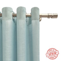  Turquoise blue curtains made with recycled materials, featuring eyelets for hanging. Available in multiple sizes to fit living room, bedroom, and kitchen windows.