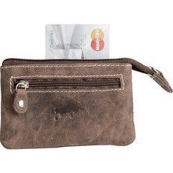 Schlüsselbeutel - Cognac Buffalo Leder mit Reißverschluss intasche
