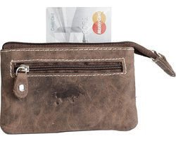 Schlüsselbeutel - Cognac Buffalo Leder mit Reißverschluss intasche