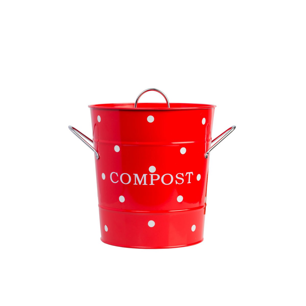 Red compost bin with white dots 21x19 cm