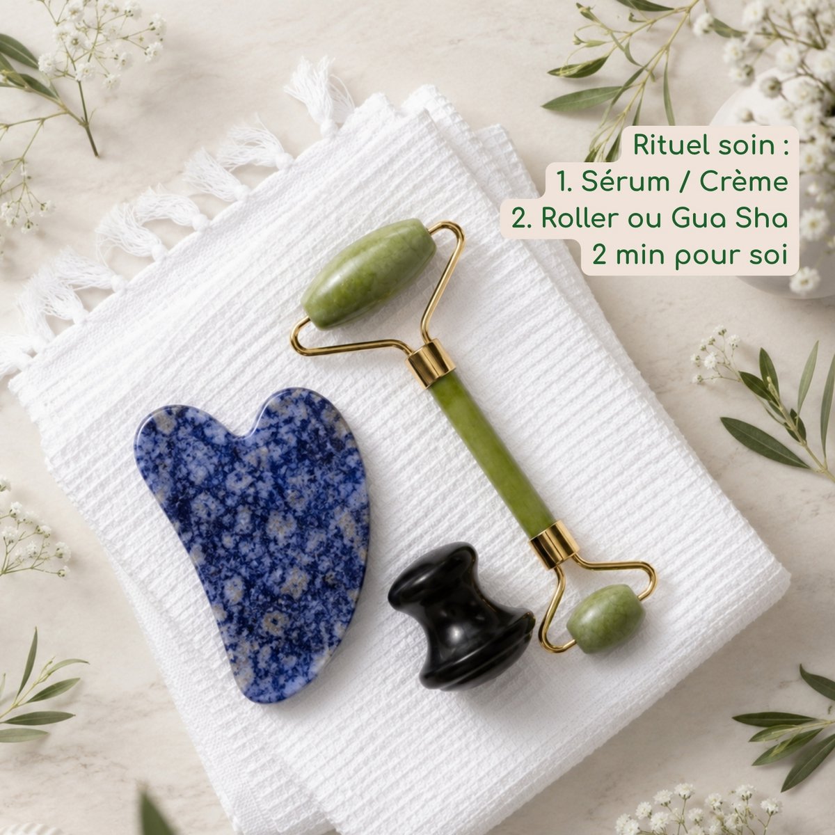 Gua Sha Sodalite Bleue - Masseur Face and body in natural stone - Stimulates circulation - firmer and elastic skin