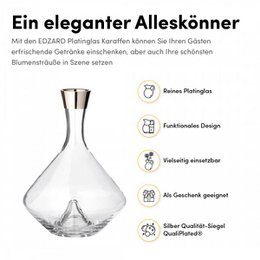 EDZARD decanter carafe Frederick, hand-blown crystal glass with platinum rim, H 27 cm, capacity 2.1 liters