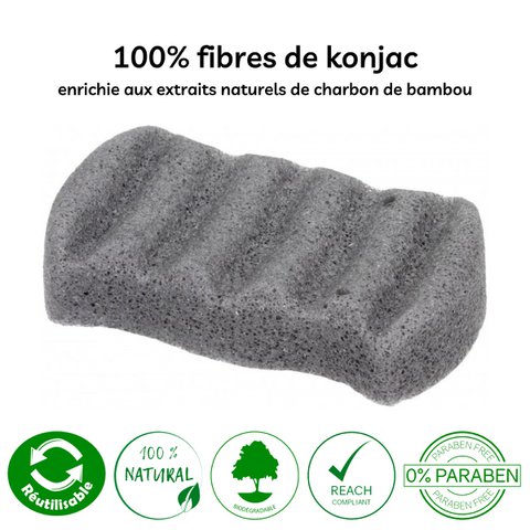 Konjac XL Körperschwamm mit Bambuskohle