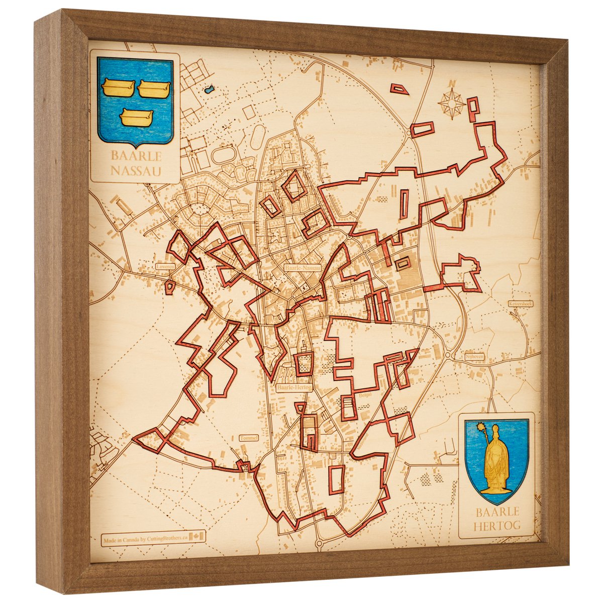 BAARLE NASSAU - Mappa 3D da parete in legno - versione S