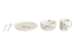 GESCHIRR-SET 5 NEUER KNOCHEN 19,3X19,3X2 BEIGE BÄR PC189543