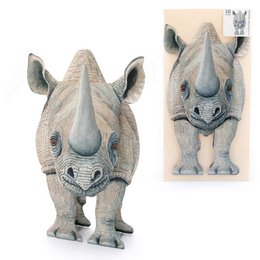 3D dyrekort "Rhino", lykønskningskort