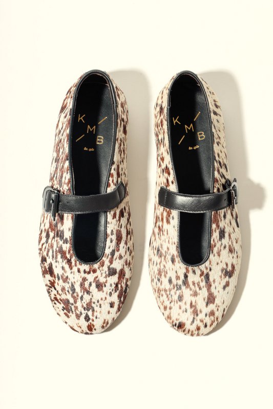LIZA COW PRINT – Hair-On-Leder-Mary-Jane-Ballerinas