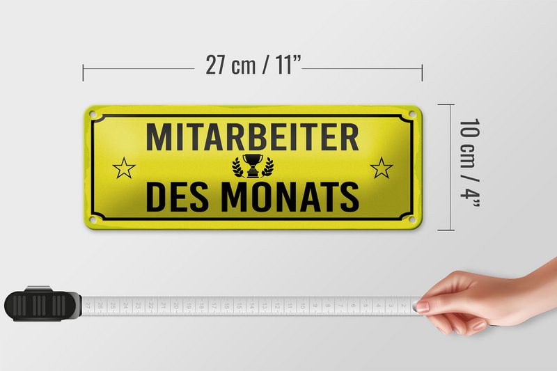 Targa in metallo nota 27x10 cm impiegato del mese cartello decorativo giallo
