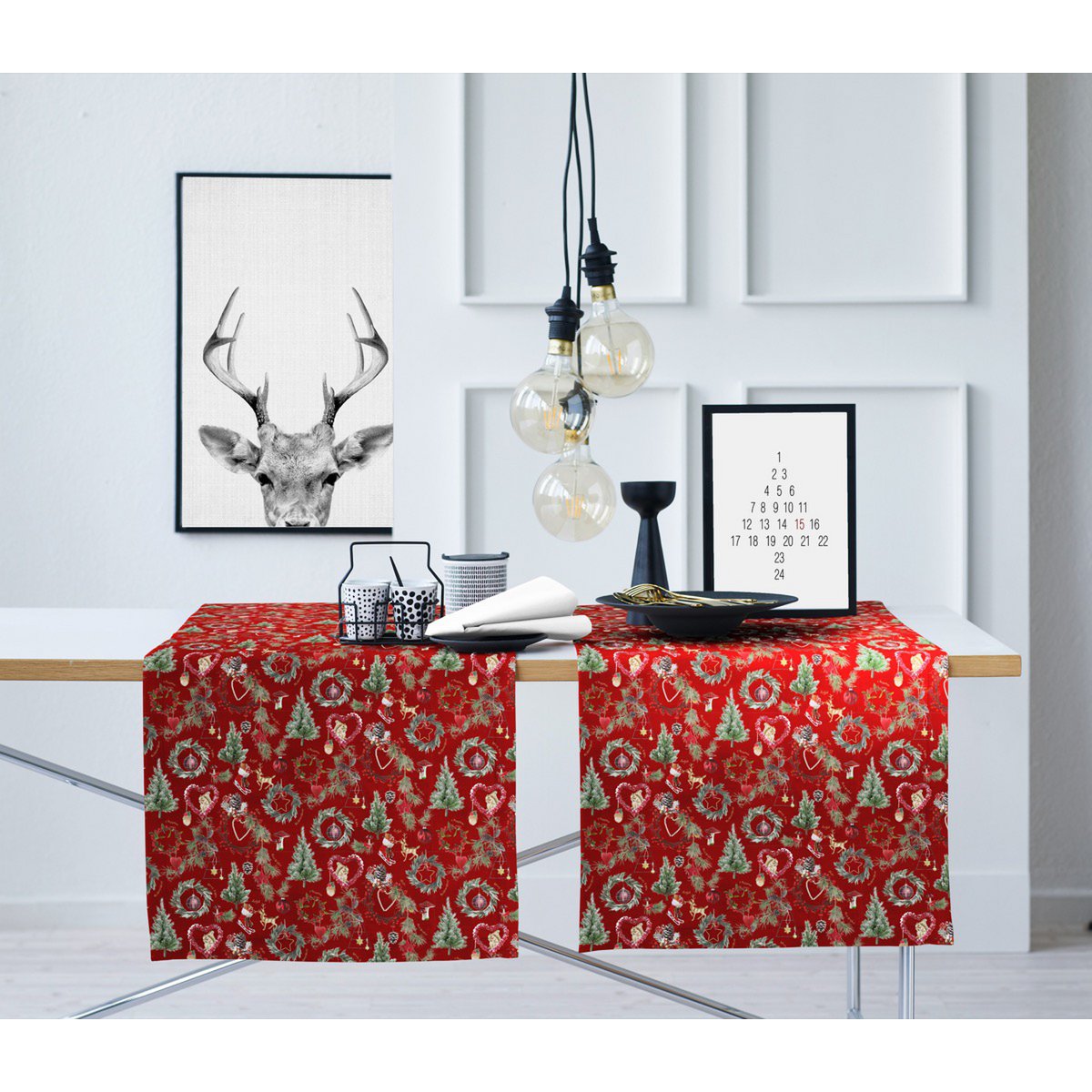 9528 tafelband rood/groen - 32X175
