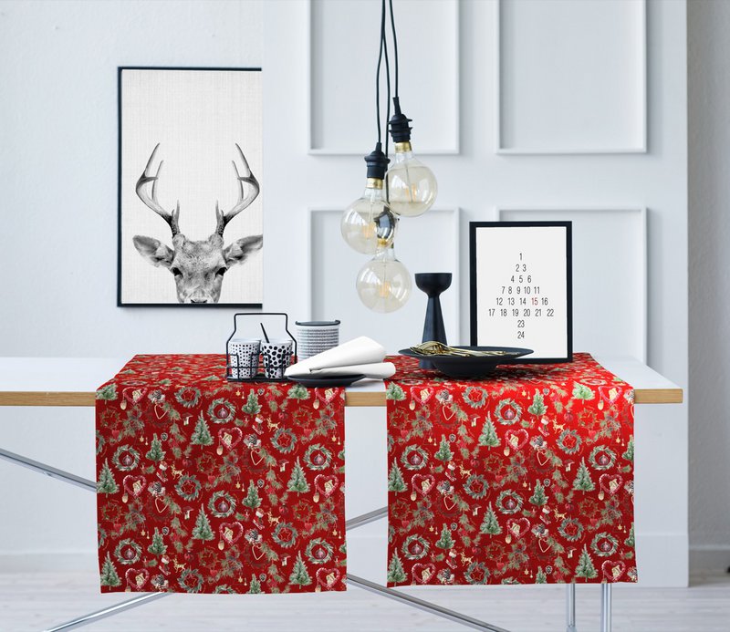 9528 tafelband rood/groen - 32X175